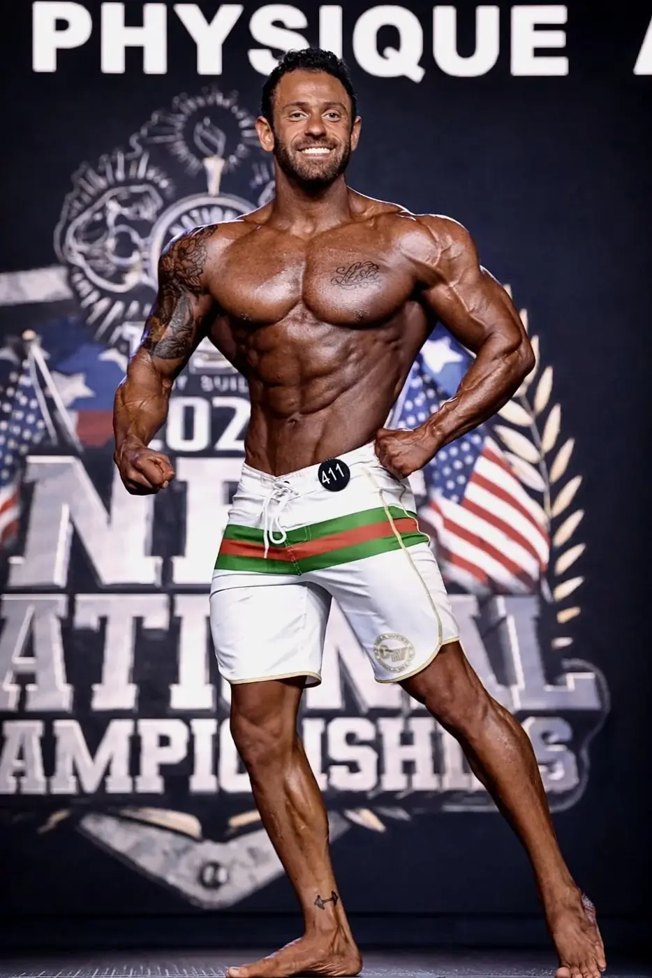 Steven Kushnir on stage at NPC Nationals 2020