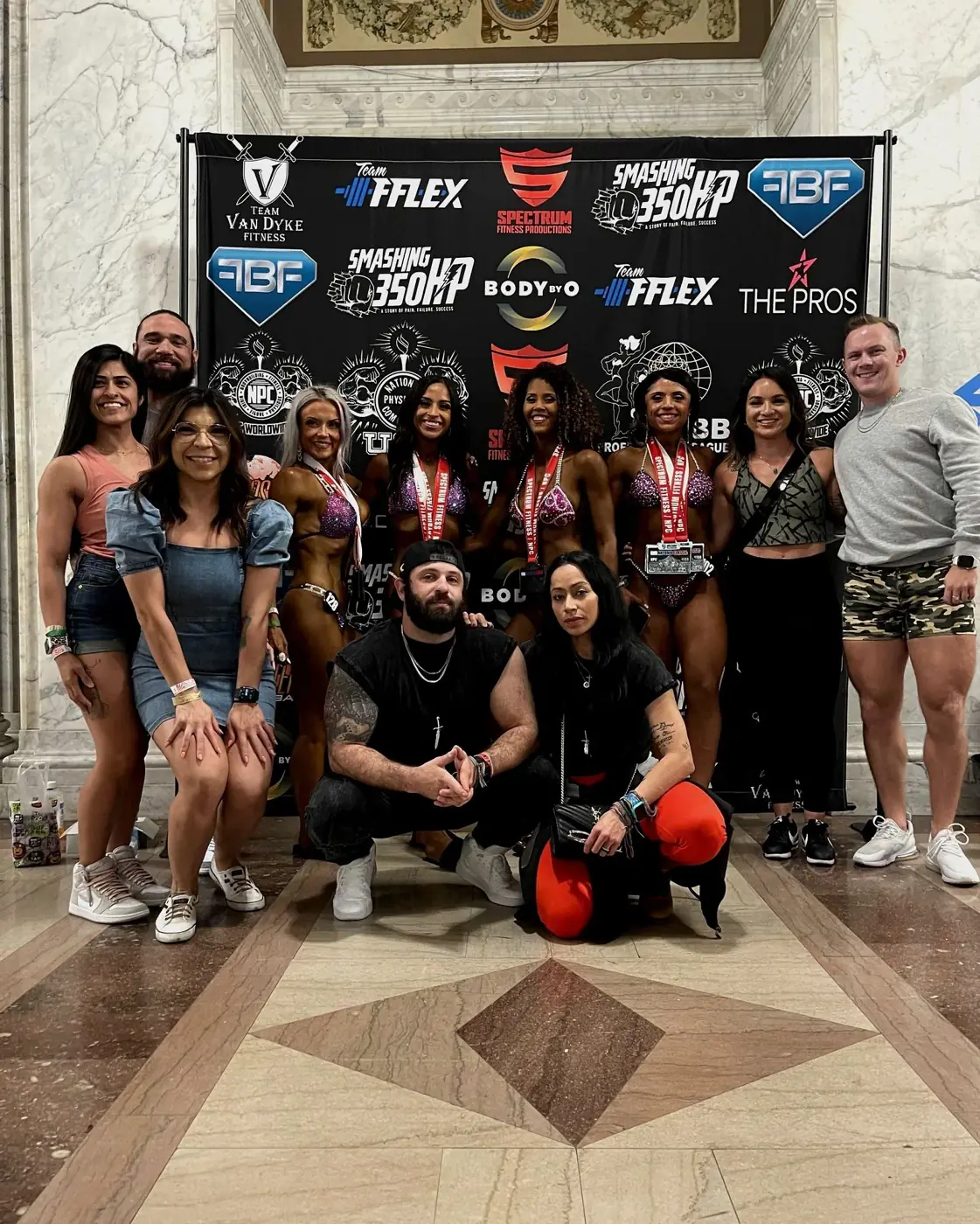 Team backstage at IFBB Pro League event