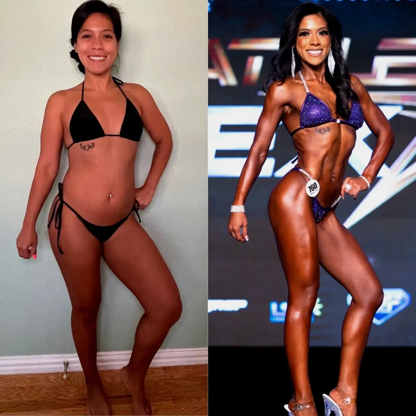 Before and after physique transformation
